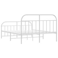 Bedframe met hoofd- en voeteneinde metaal wit 135x190 cm - thumbnail