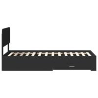 Bedframe met hoofdeinde met lade Zwart 75 x 190 cm Bewerkt hout - thumbnail