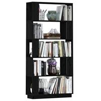 Boekenkast/kamerscherm 80x25x163,5 cm massief grenenhout zwart - thumbnail