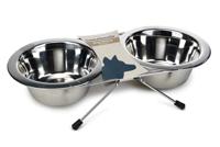 Standaard met 2 rvs 13 cm hondenvoerbakken - thumbnail