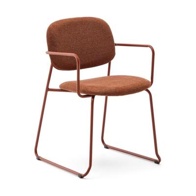 Kave Home Eetkamerstoel 'Meli' Chenille, kleur Terracotta