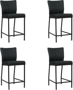 Set van 4 Zwarte leren moderne barkrukken Revolt - poot vierkant zwart - Toledo Leer Nero (zwart leer)