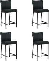 Set van 4 Zwarte leren moderne barkrukken Revolt - poot vierkant zwart - Toledo Leer Nero (zwart leer) - thumbnail