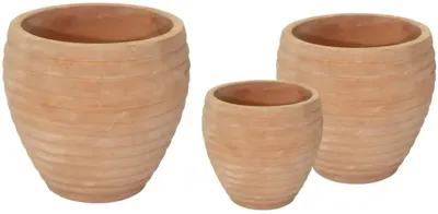 Mcollections Bloempot Stripes - Ø42 x H36 - Terracotta - Whitewash
