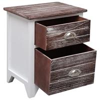 VidaXL Nachtkastje 38x28x45 cm paulowniahout bruin en wit - thumbnail