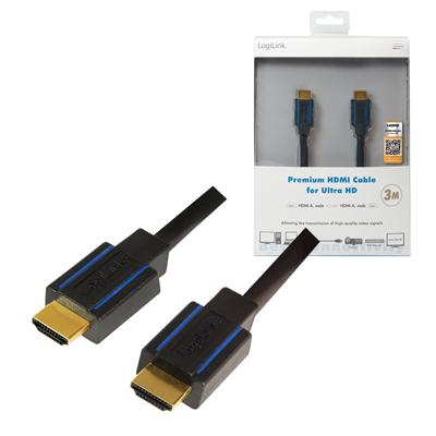 LogiLink CHB005 HDMI-kabel HDMI Aansluitkabel HDMI-A-stekker, HDMI-A-stekker 3.00 m Zwart 4K UHD