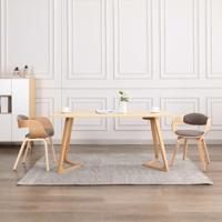 VidaXL Eetkamerstoelen 2 st gebogen hout en stof taupe - thumbnail