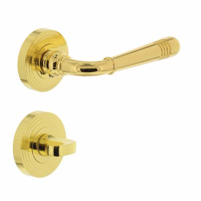 Deurkruk Emily op rozet ø54x9mm met nokken en WC8mm PVD messingkleur