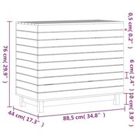 Wasmand 88,5x44x76 cm massief grenenhout wit - thumbnail