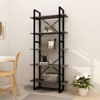 Boekenkast met 5 schappen 80x30x175 cm grenenhout grijs - thumbnail