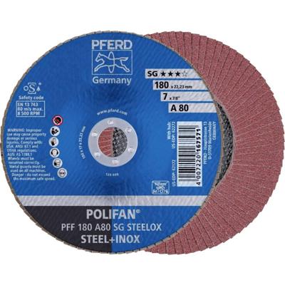 PFERD TOOLS 67608185 PFF 180 A 80 SG STEELOX Lamellenschijf Diameter 180 mm Boordiameter 22.23 mm RVS, Staal 10 stuk(s)