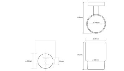 Bekerhouder Sapho X-Round Hangend 7x10 cm Chroom / Melkglas