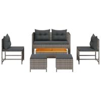 Tuinbankenset met kussen 6 pcs Grijs en Donkergrijs poly rattan - thumbnail