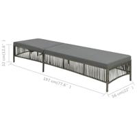 Ligbed met kussen poly rattan grijs - thumbnail