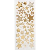 Creativ Company Stickers, sterren, vel 10x24 cm, ca. 52 stuk, goud, 1 vel - thumbnail