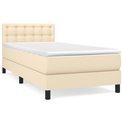 Boxspring met matras stof crèmekleurig 120x200 cm - thumbnail