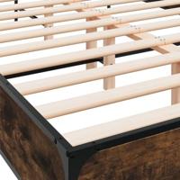 Bedframe bewerkt hout metaal gerookt eikenkleurig 120x190 cm - thumbnail