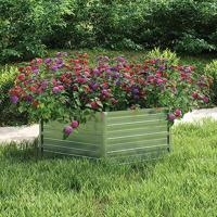 VidaXL Plantenbak verhoogd 129x45 cm gegalvaniseerd staal zilverkleur - thumbnail