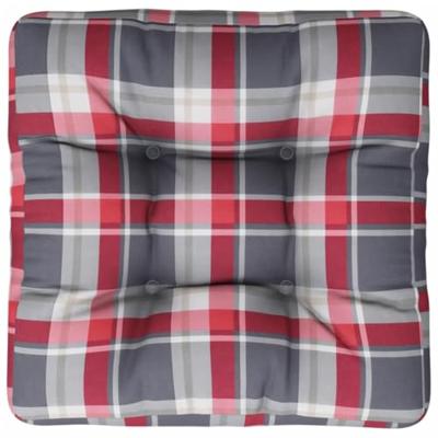 VidaXL Palletkussen 50x50x12 cm stof ruitpatroon rood