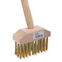 Tuinbezem klein met messing haren en steel - thumbnail