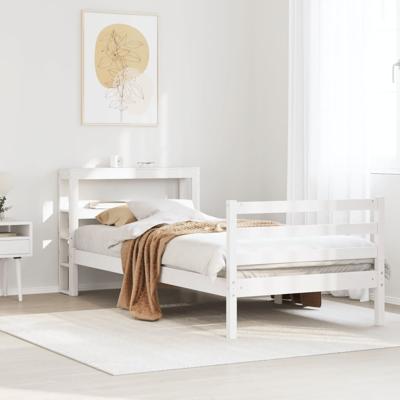 Bedframe zonder matras massief grenenhout wit 90x190 cm