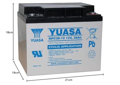Yuasa NPC38-12 Loodaccu 12 V 38 Ah Loodvlies (AGM) (b x h x d) 197 x 170 x 165 mm M5-schroefaansluiting Onderhoudsvrij, Cyclusbestendig