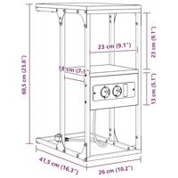 Nachtkastje bruin eikenkleur 41.5 x 26 x 60.5 cm Bewerkt hout - thumbnail
