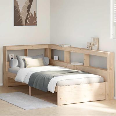 Bed met boekenkast zonder matras massief grenenhout 75x190 cm