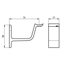 Hermeta 3553-18 leuninghouder holzadel met gat 76 mm mat zwart - thumbnail