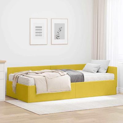 Hoekbedframe met Matras Anders 2 pcs Geel Fluweel