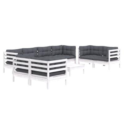 9-delige Loungeset met kussens massief grenenhout - thumbnail
