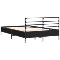 Bedframe bewerkt hout metaal zwart 140x200 cm - thumbnail