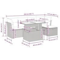 6-delige Loungeset met kussens poly rattan beige - thumbnail