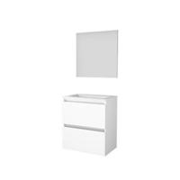 Basic-Line Basic 39 Badkamermeubelset - Ondiep - 60 x 39 cm - Greeploos - 2 Lades - Acryl Wastafel - Zonder Kraangat - Spiegel - Ice White - thumbnail