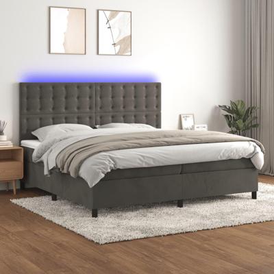 Boxspring met matras en LED fluweel donkergrijs 200x200 cm