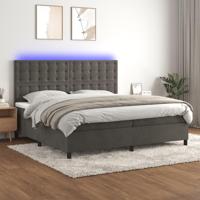Boxspring met matras en LED fluweel donkergrijs 200x200 cm - thumbnail