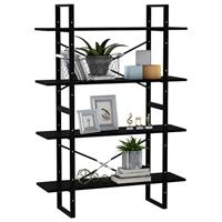 Boekenkast met 4 schappen 100x30x140 cm grenenhout zwart - thumbnail
