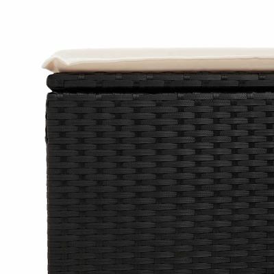 6-delige Loungeset met kussens poly rattan zwart - thumbnail