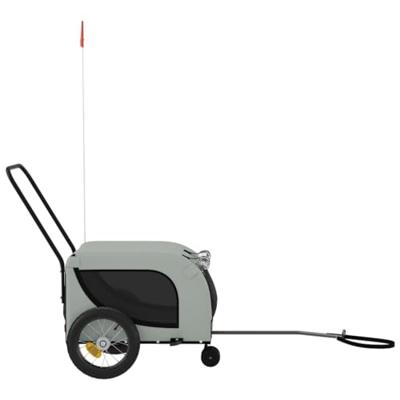 VidaXL Hondenfietstrailer oxford stof en ijzer grijs en zwart - thumbnail
