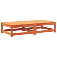 Tuinvoetenbanken met kussens 2 st massief grenenhout wasbruin - thumbnail