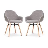 Nolon Nena-Mae Eetkamerstoelen Set van 2 - Bouclé Taupe - Houten Poten - thumbnail