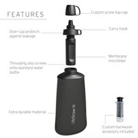 LifeStraw Peak Series Collapsible Squeeze Bottle 650Ml Drinkfles Met Waterfilter Dark Gray 650ml - thumbnail
