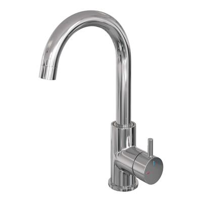Chrome Edition hoge opbouw wastafelmengkraan met draaibare ronde uitloop B chroom - thumbnail