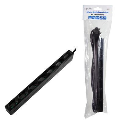 LogiLink LPS231B Stekkerdoos 6-voudig Zwart Eurostekker 1 stuk(s) LogiLink LPS231B Stekkerdoos 6-voudig Zwart Eurostekker 1 stuk(s)