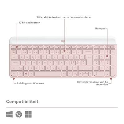 Logitech MK470 Slim Combo toetsenbord Inclusief muis RF Draadloos QWERTY US International Roze