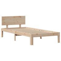 Bedframe met hoofdbord massief grenenhout 75x190 cm - thumbnail