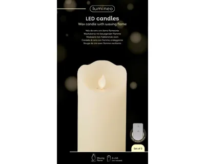 Lumineo led kaars waving creme/warm wit 3st Lumineo led kaars waving creme/warm wit 3st