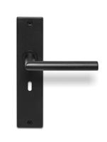 Deurklink Uno zwart basis op langschild sleutelgat 56mm - thumbnail