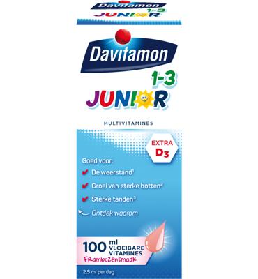 Davitamon Junior 1-3 Vloeibare Vitamines Framboos