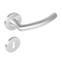 Deurkruk 1277 half rond 90°op rond rozet staal met 7mm nok met sleutelgat plaatjes RVS - thumbnail